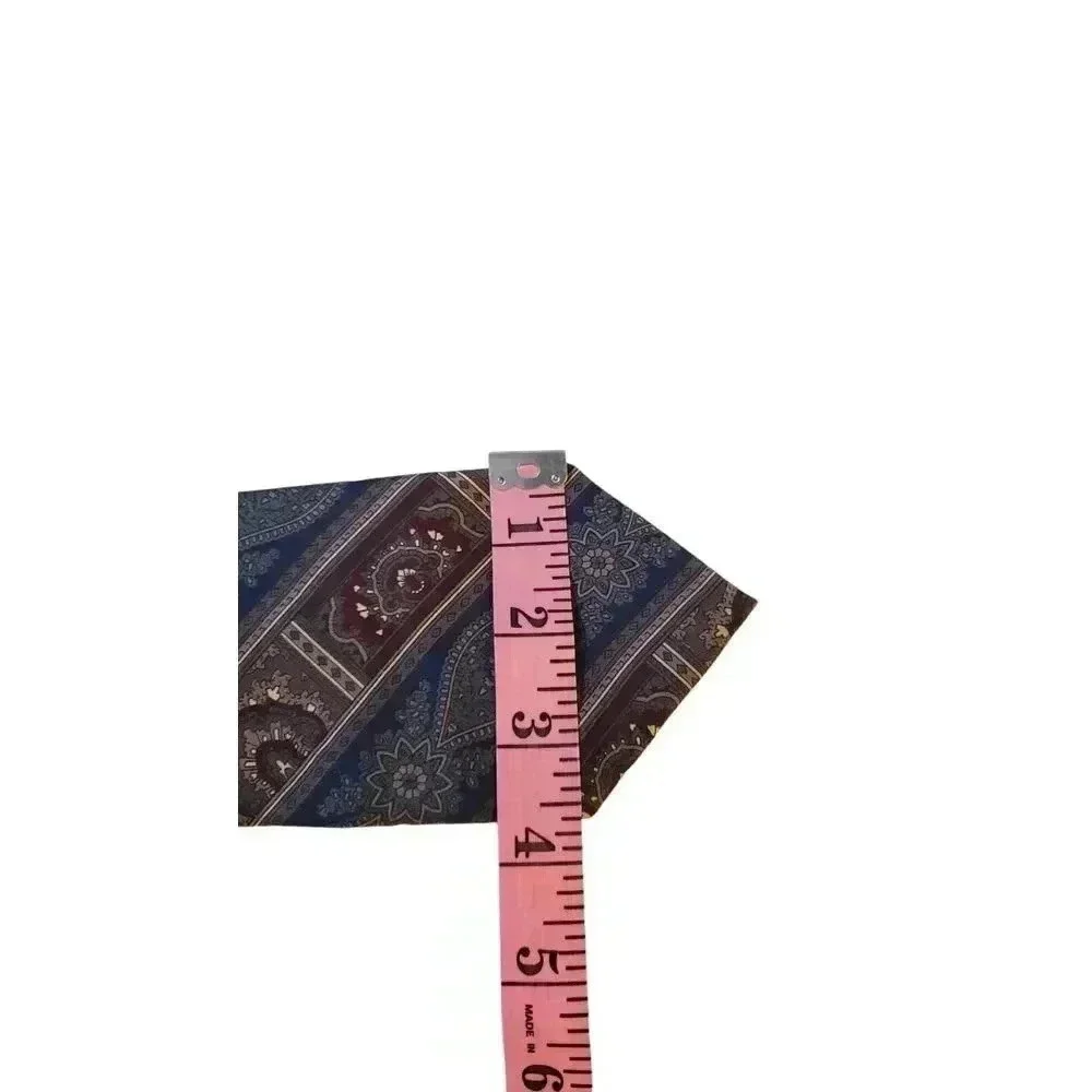 Woodward Mens Tie Silk Blue Burgundy Tan‎ Paisley Stripe Necktie Beautiful Power